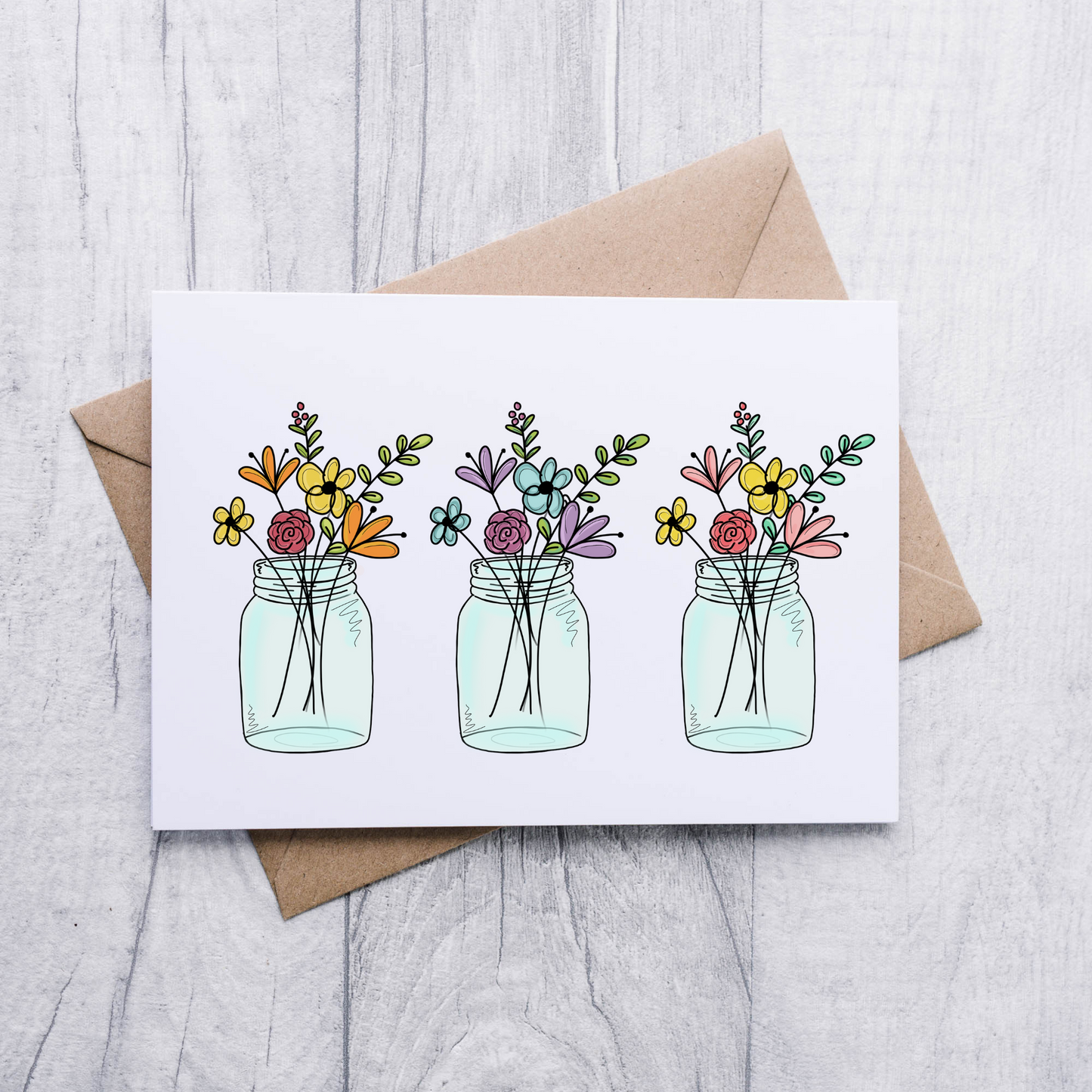 Floral Jar Trio Note Cards