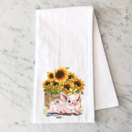 Sunflower Pig Kitchen Towel