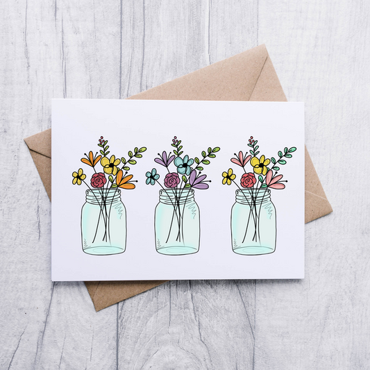 Floral Jar Trio Note Cards