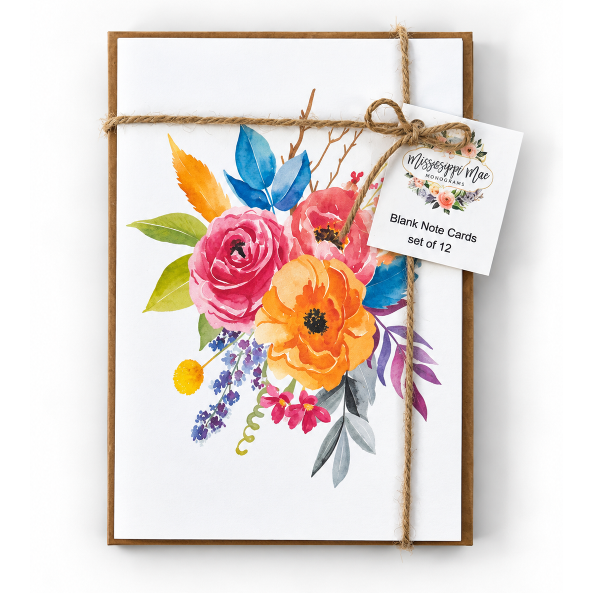 Vibrant Floral Stationery (Set of 12)