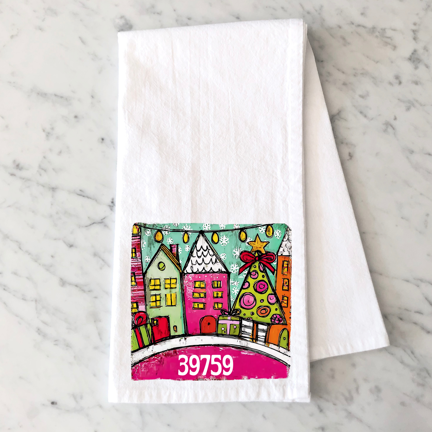 Zip Code Town Christmas Towel