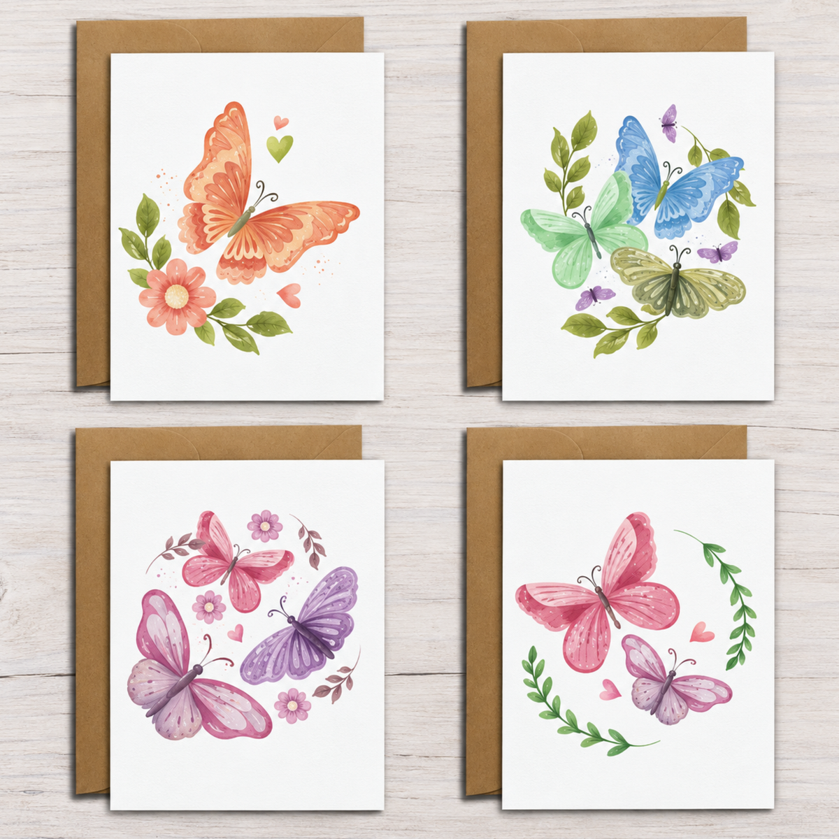 Assorted Butterfly Note Cards (Set of 12)