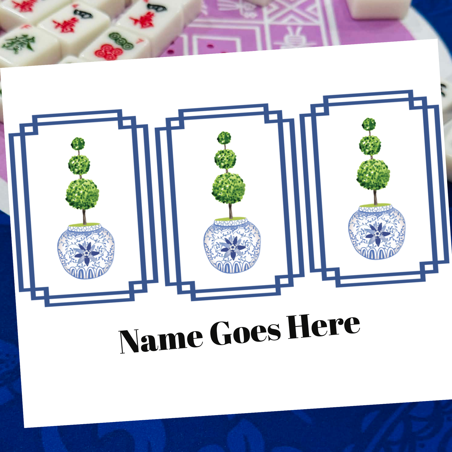 Editable Mahjong Name Card | Canva Template | Printable Sleeve Insert TT