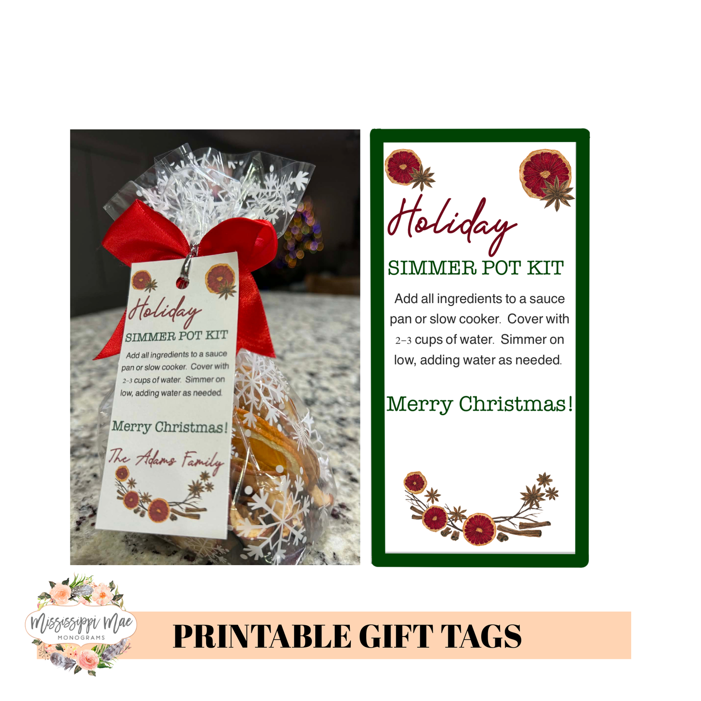Holiday Simmer Pot Printable Gift Tags (Digital Download)