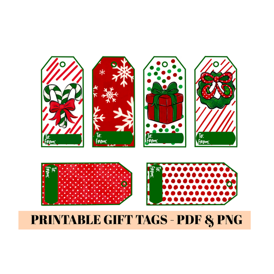 Classic Red & Green Christmas Gift Tags – Printable Holiday Tags
