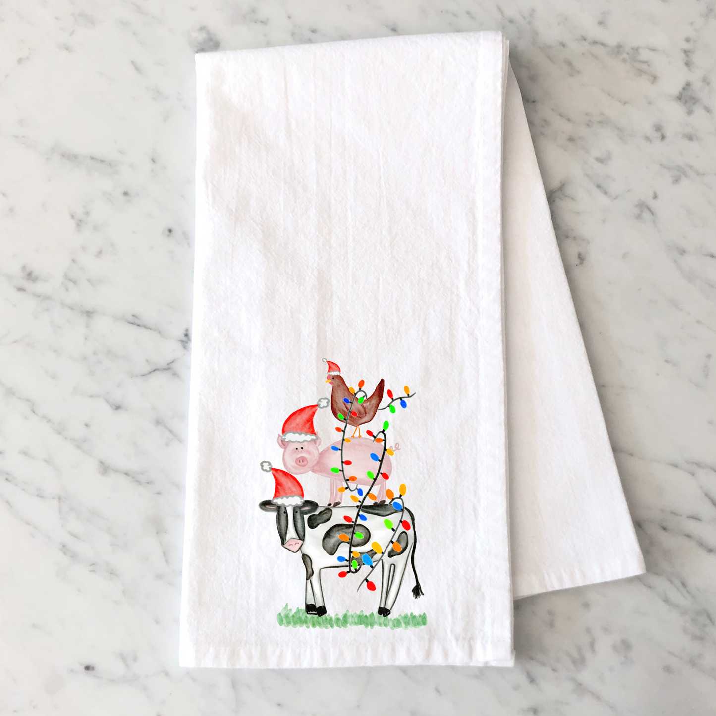 Christmas Farm Animals Kitchen Towel