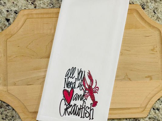 Love and Crawfish Kitchen Towel