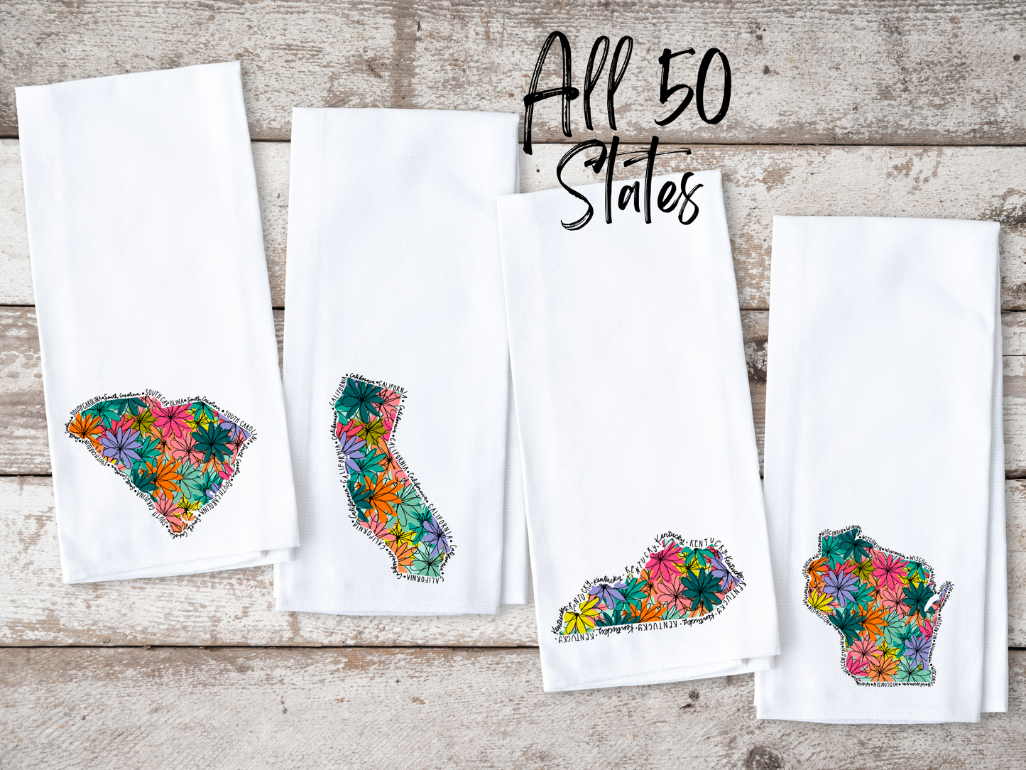 Floral State Kitchen Towel (All 50 States)