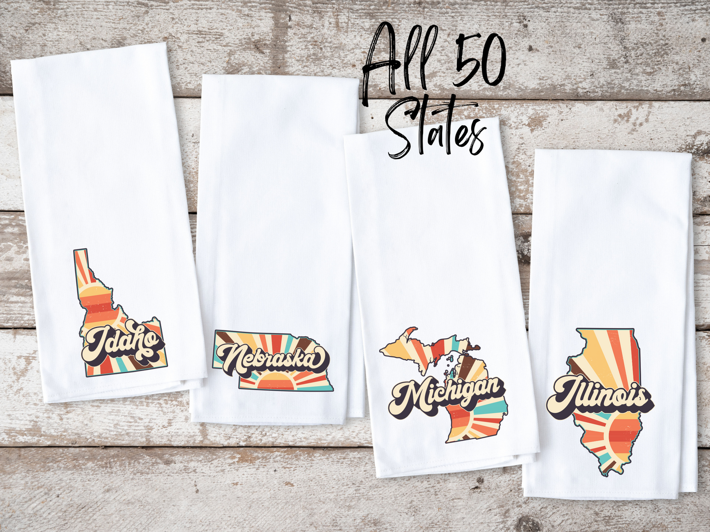 Retro State Kitchen Towel (All 50 States)