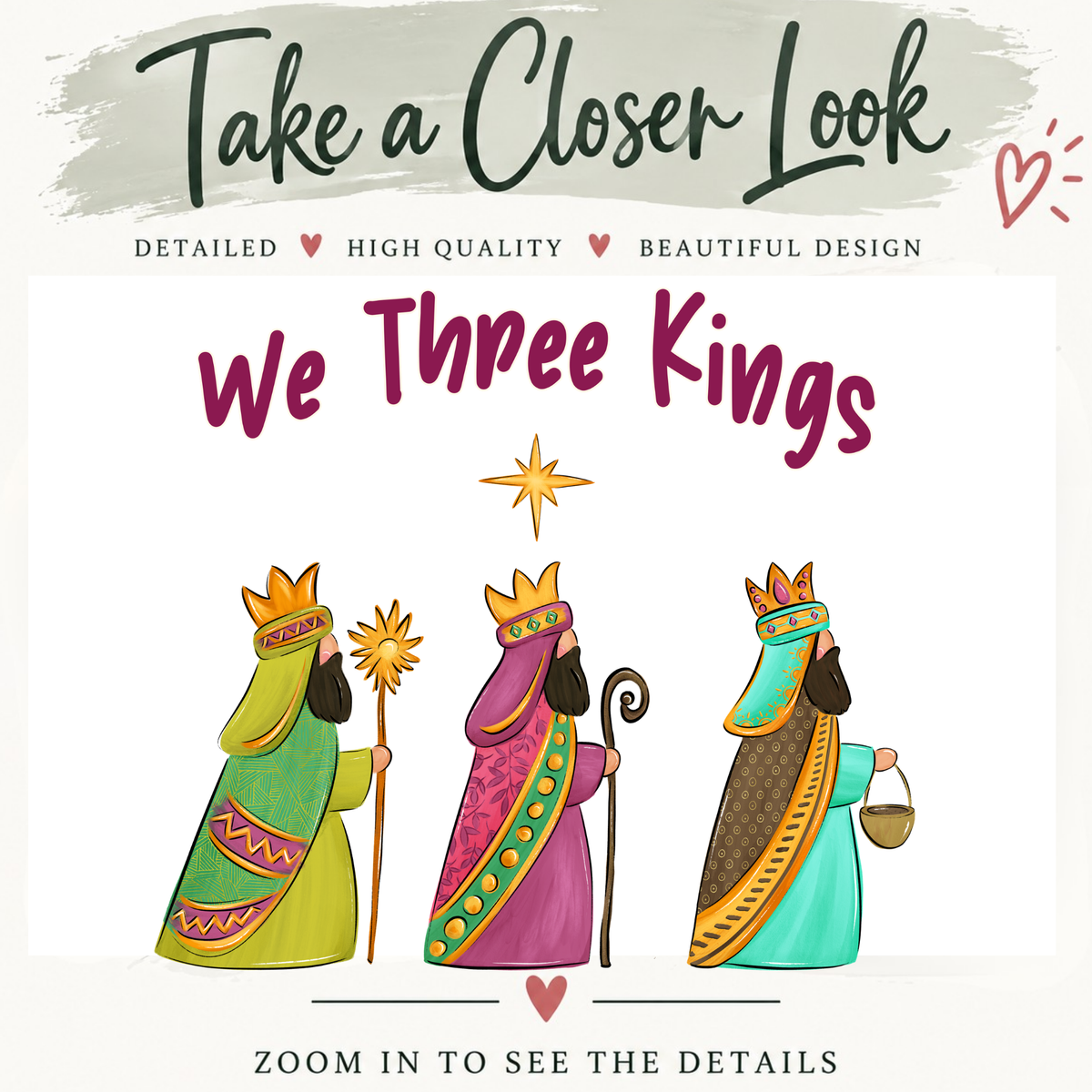 We Three Kings PNG, Three Wise Men PNG, Christian Christmas PNG, Nativity Christmas Design, Faith Based Sublimation PNG