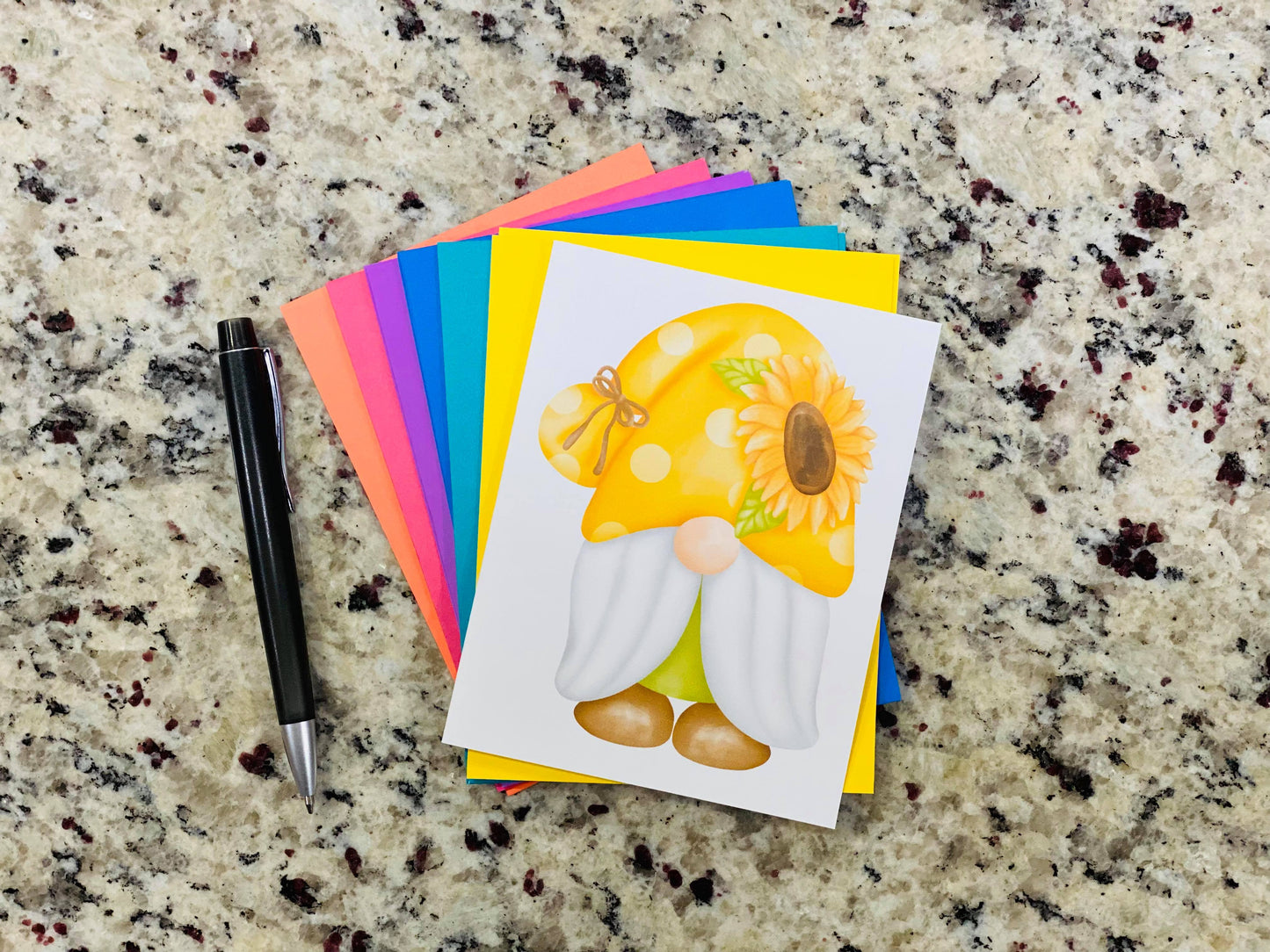 Sunflower Gnome Note Cards (12 pk)