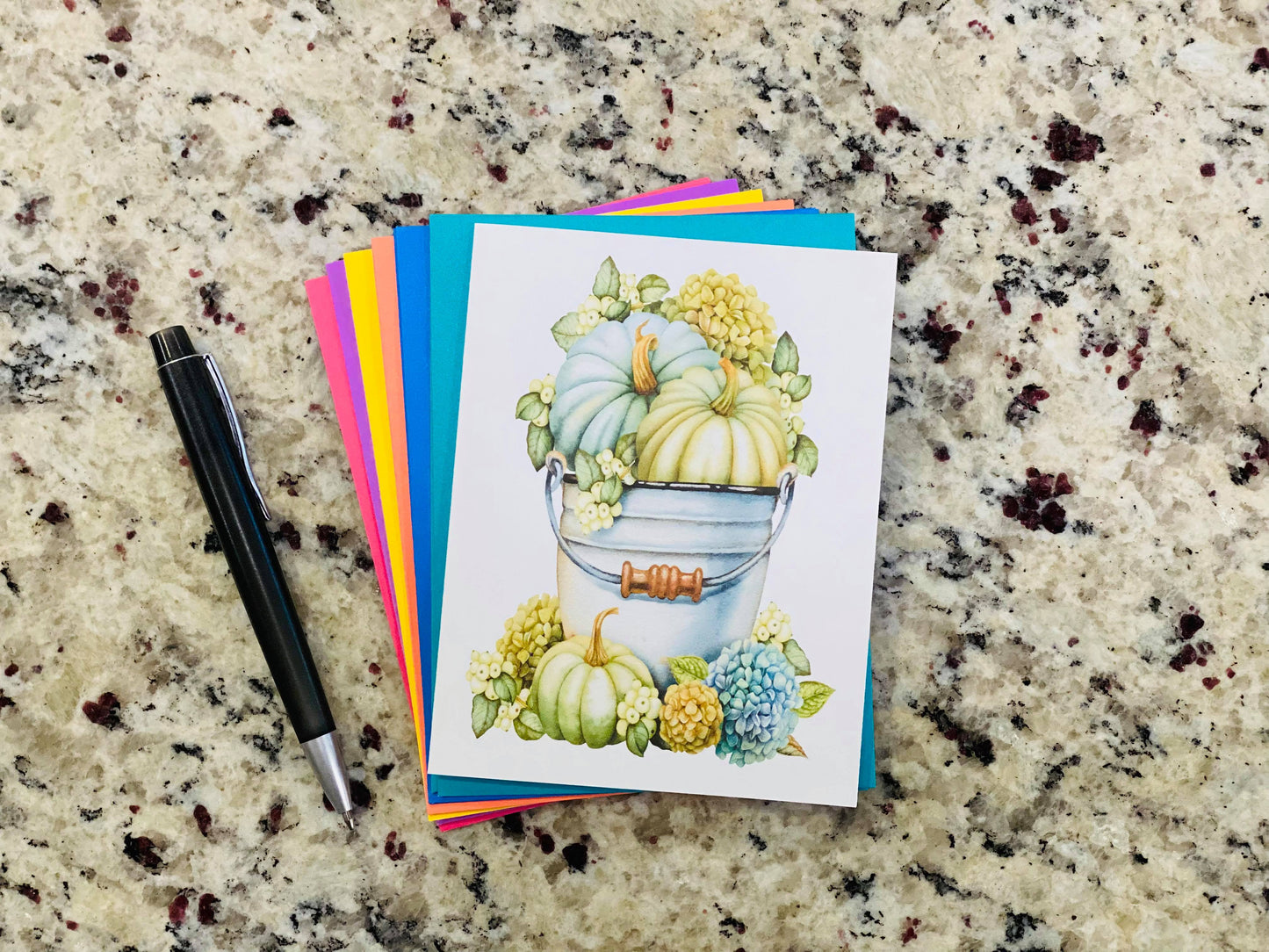 Hydrangea Pumpkin Note Cards (Set of 12)