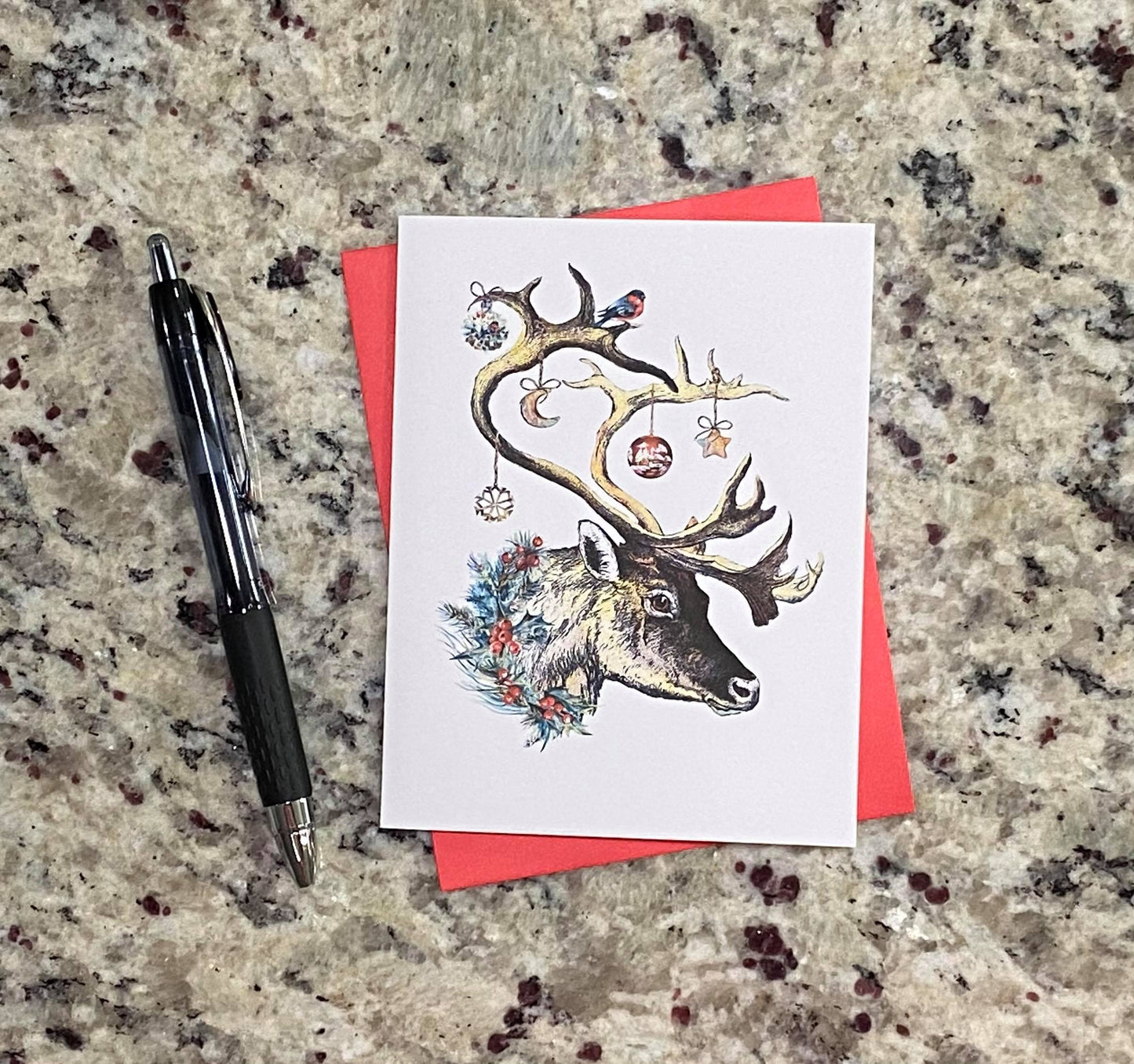 Christmas Deer Note Cards (Set of 12)