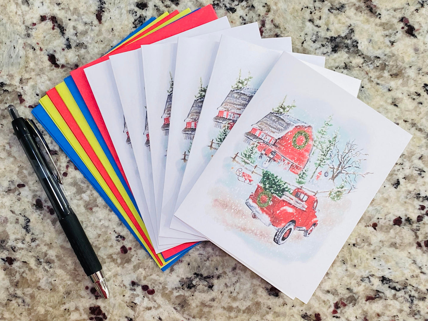 Christmas Truck Note Cards (Set of 12)