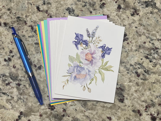Iris and Peony Note Cards (Set of 12)
