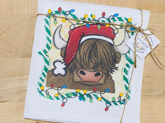 Christmas Highland Cow Towel