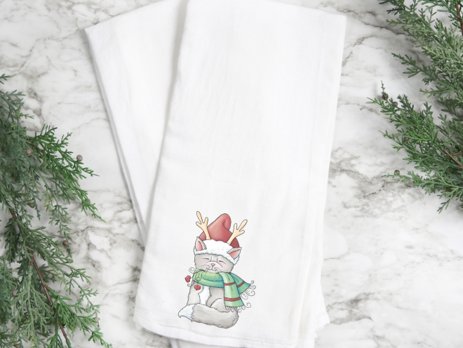 Christmas Cat Kitchen Towel