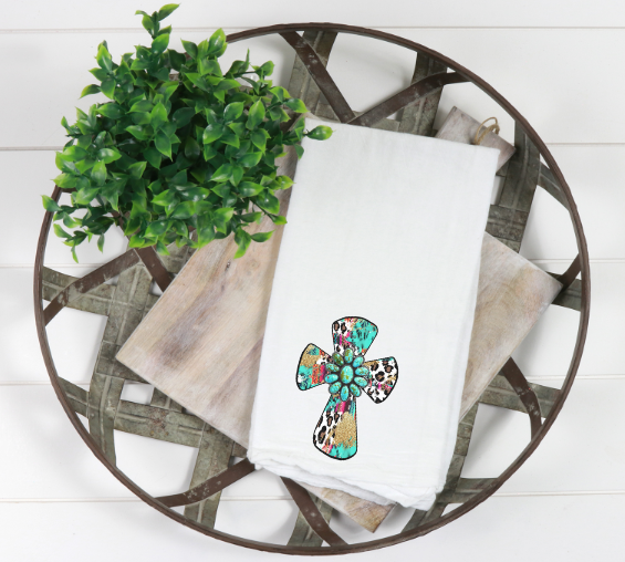 Turquoise Cross Kitchen Towel