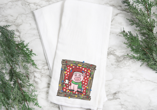 Christmas Pig Kitchen Towel